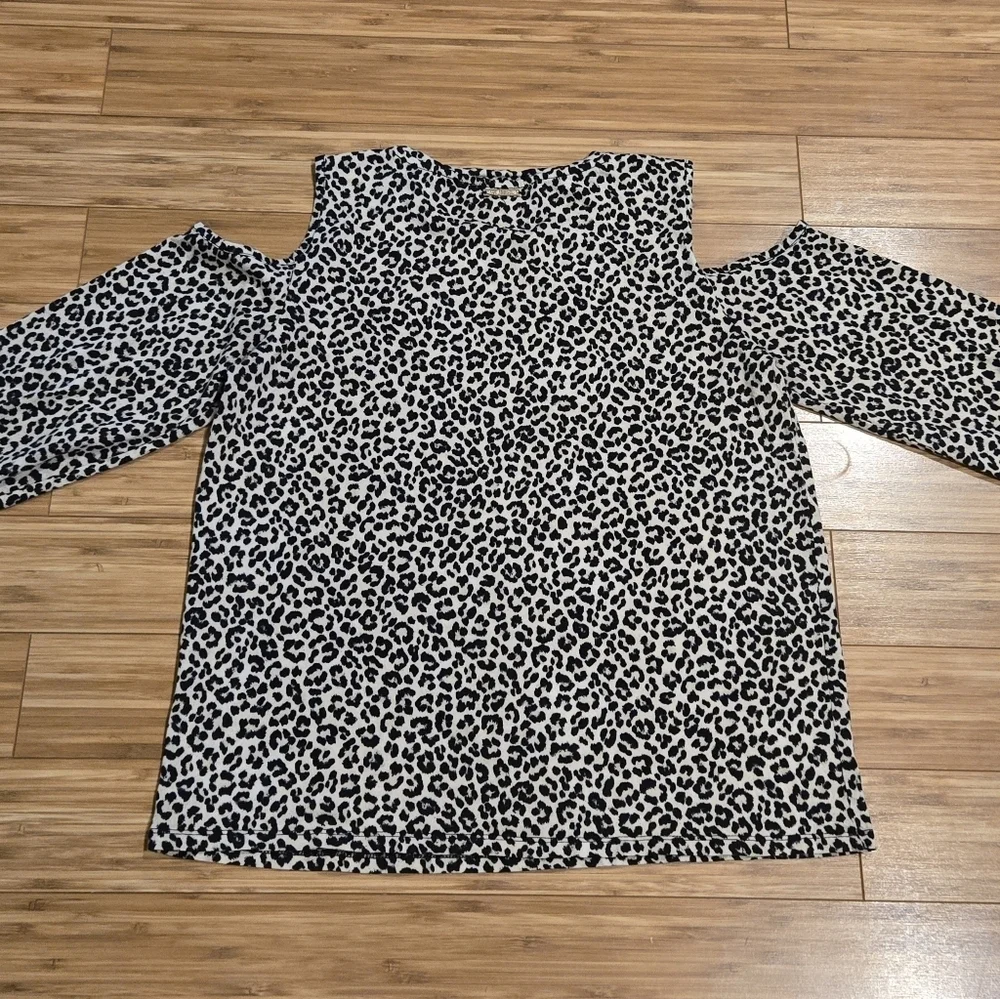 NWOT Michael Kors Leopard Print Cold Shoulder Top